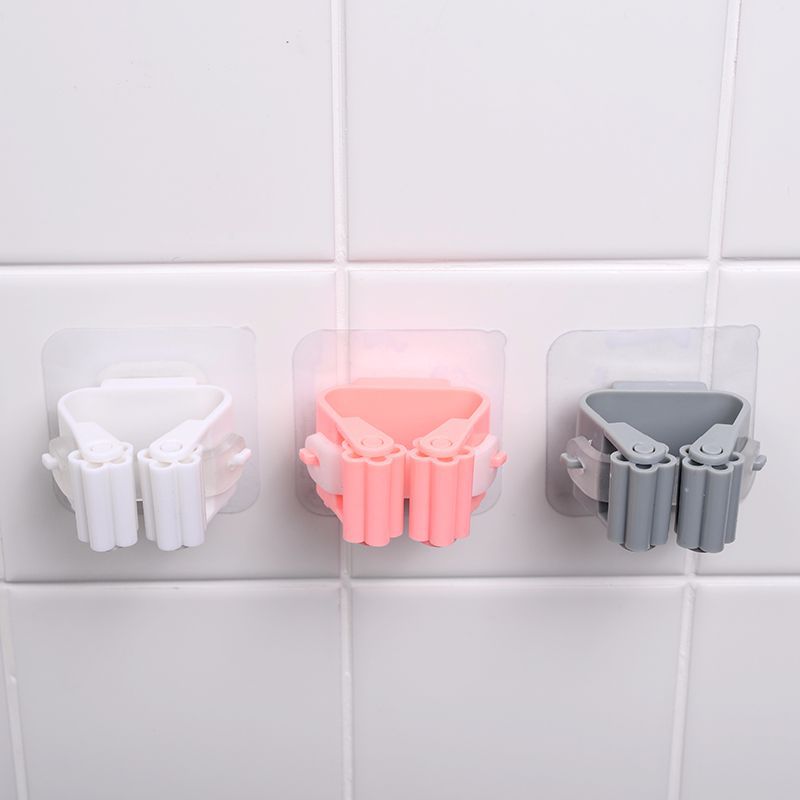 Compact mop holder in white gray pink