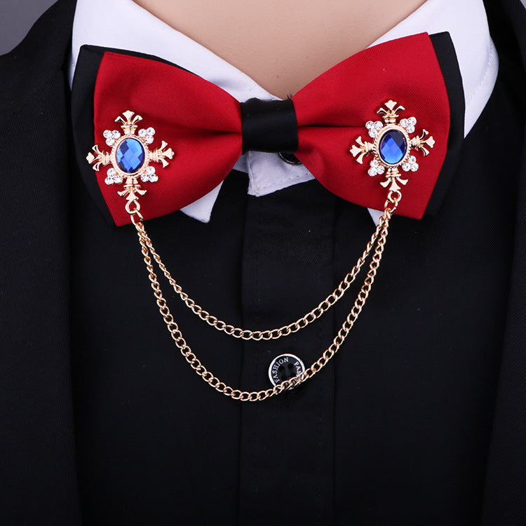 Blue gemstone cross collar pin for men
