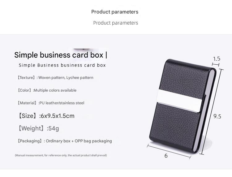 Business card holder in gray PU leather