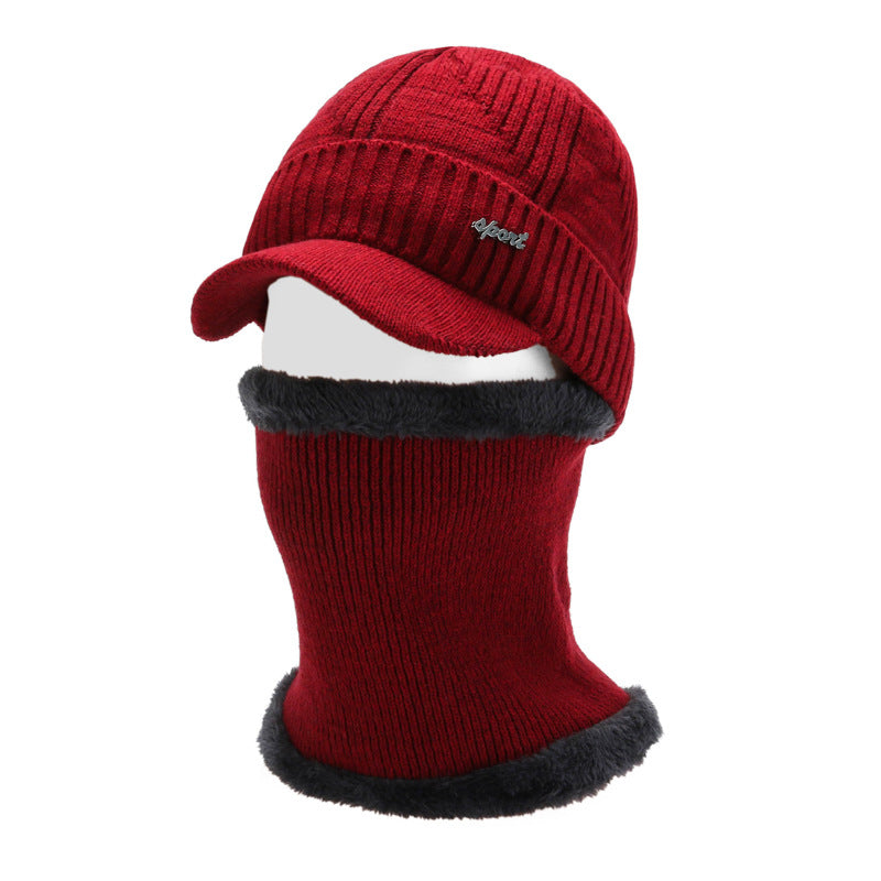 Close-up of warm winter hat and scarf set
