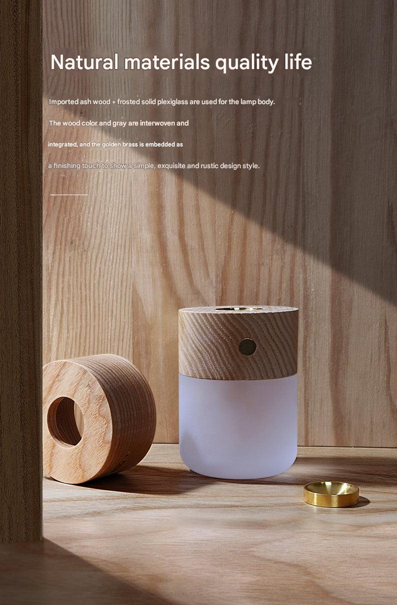 wood finish table lamp image 3