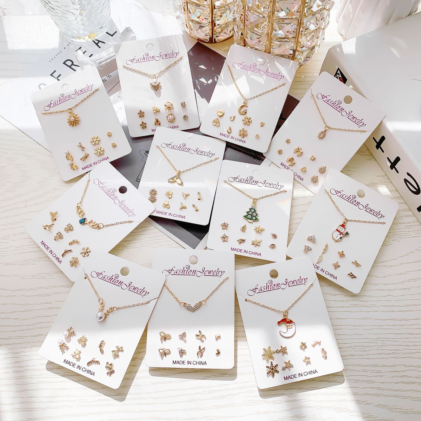 Gold crystal snowman earrings image