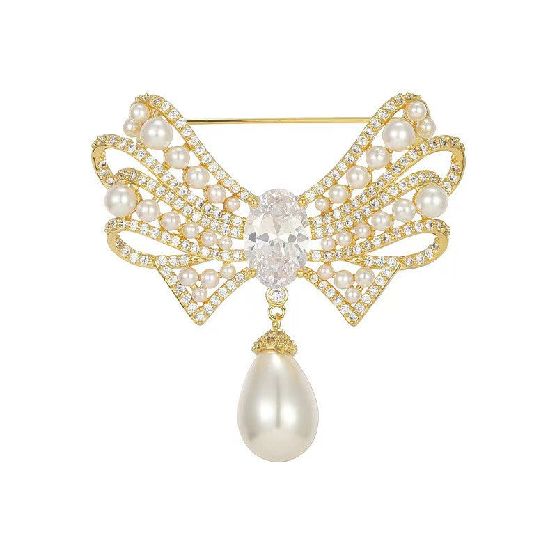 Vintage pearl bow brooch image 1