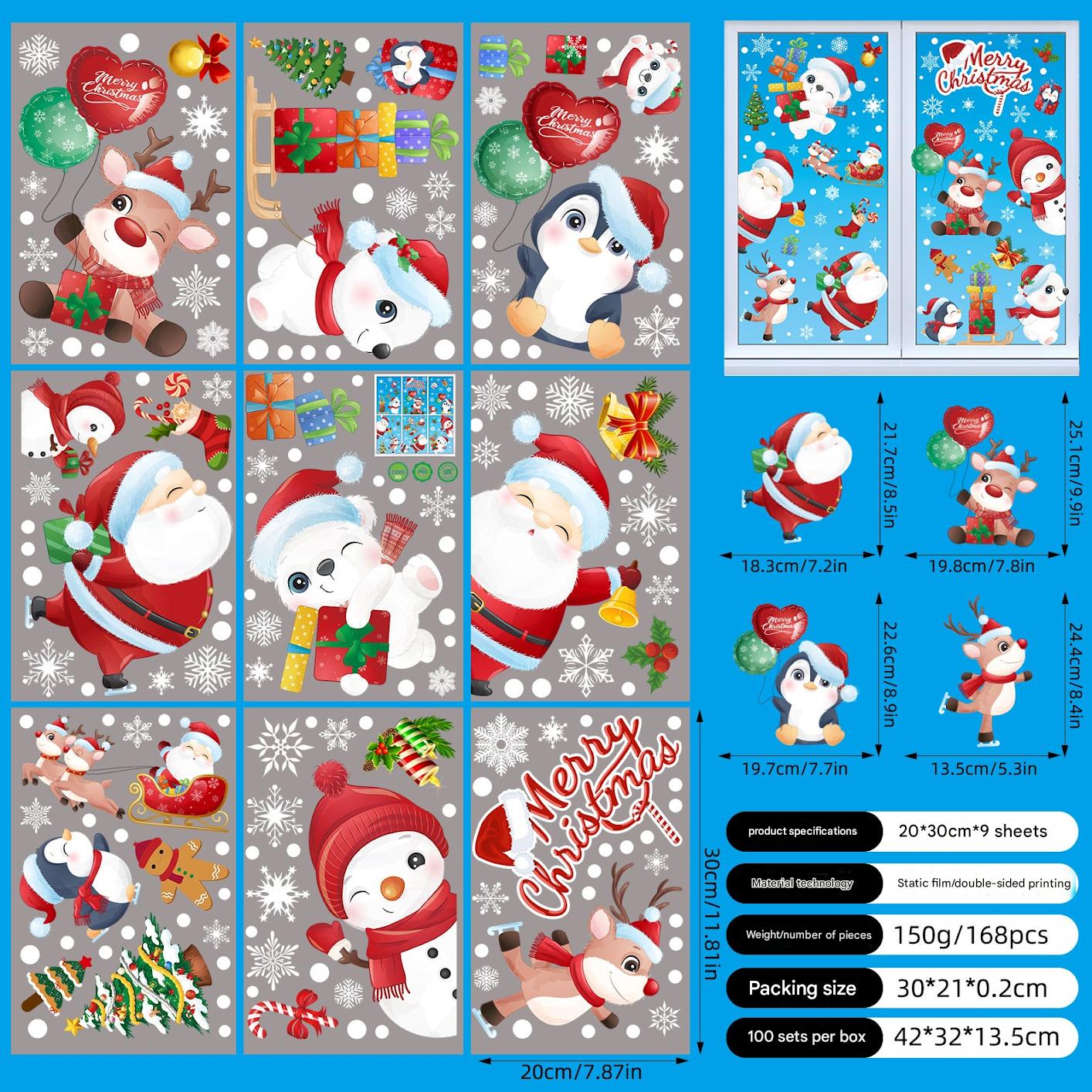 Reusable holiday decorations for glass surfaces