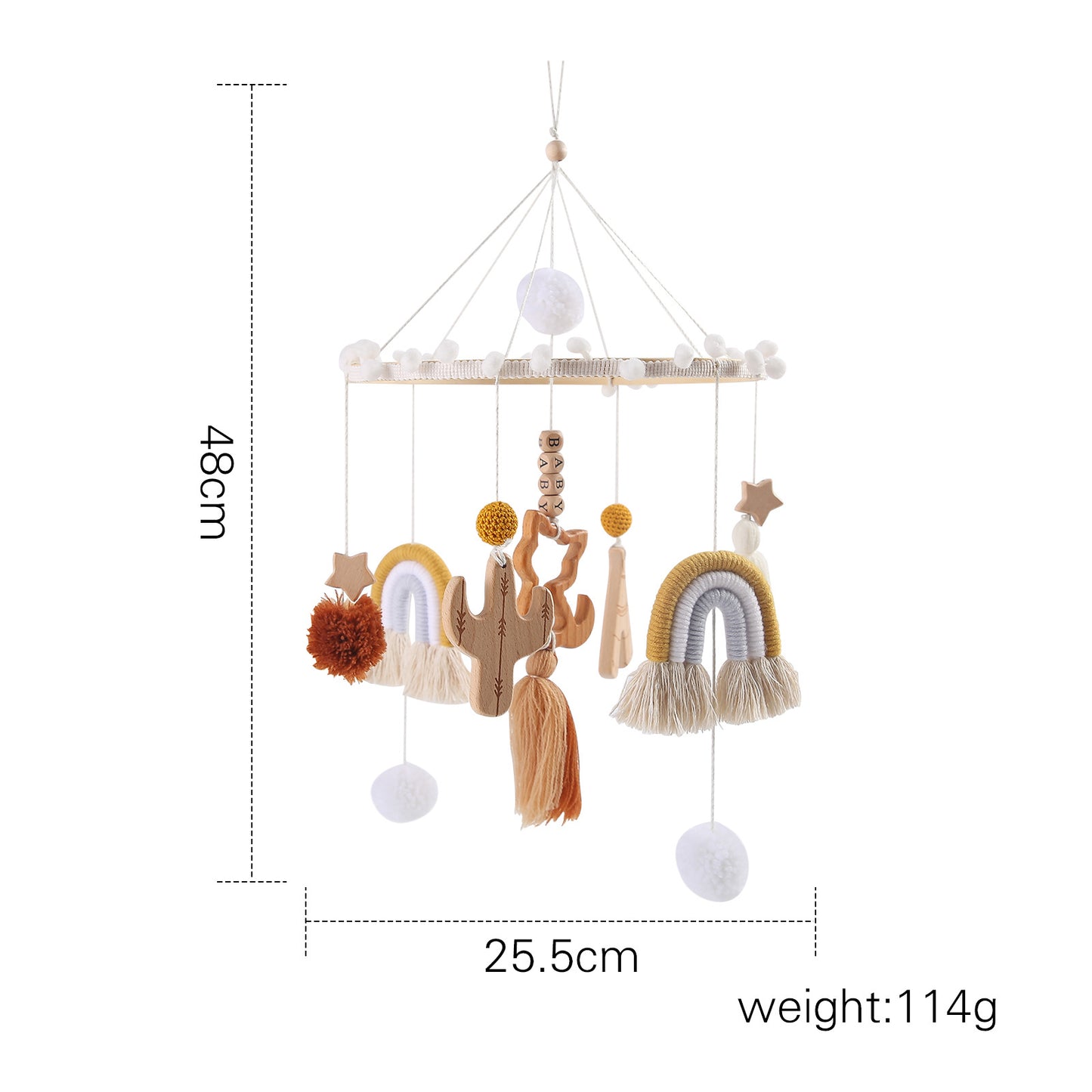 Baby Beech Wood Crib Mobile with Rotating Toys - Image 1