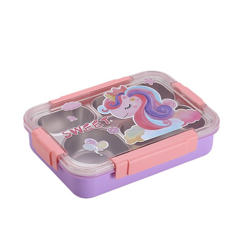 Stylish stainless steel lunch box with cartoon design image 1