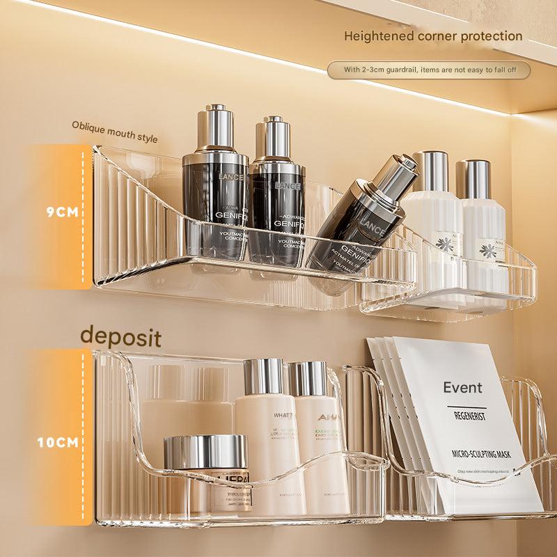 Transparent wall-mounted makeup organizer with lipsticks