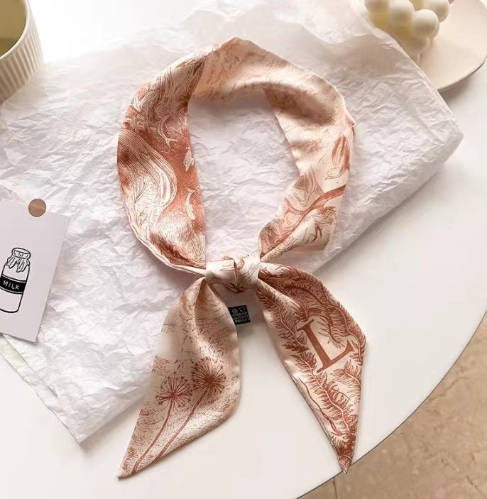 Floral patterned satin scarf for hair styling
