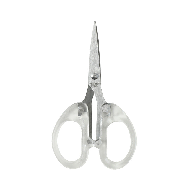 Various sizes of professional scissors displayed