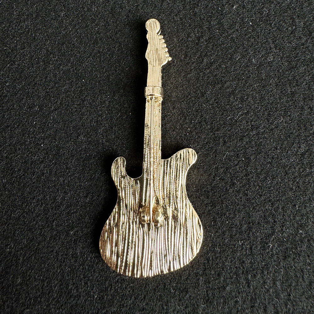 Stylish rhinestone guitar brooch pin image 1