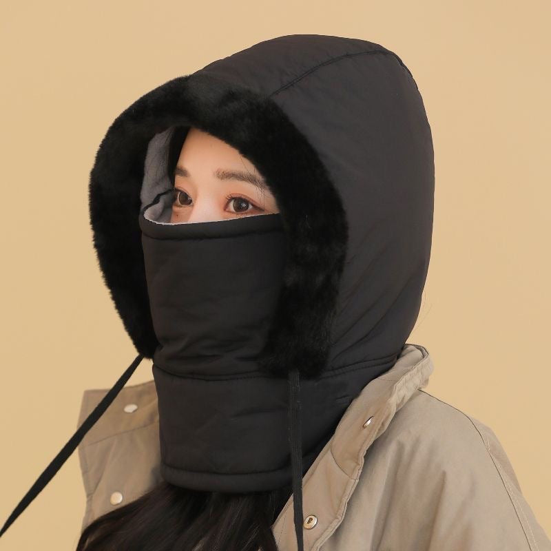 Light gray ear-covering winter hat