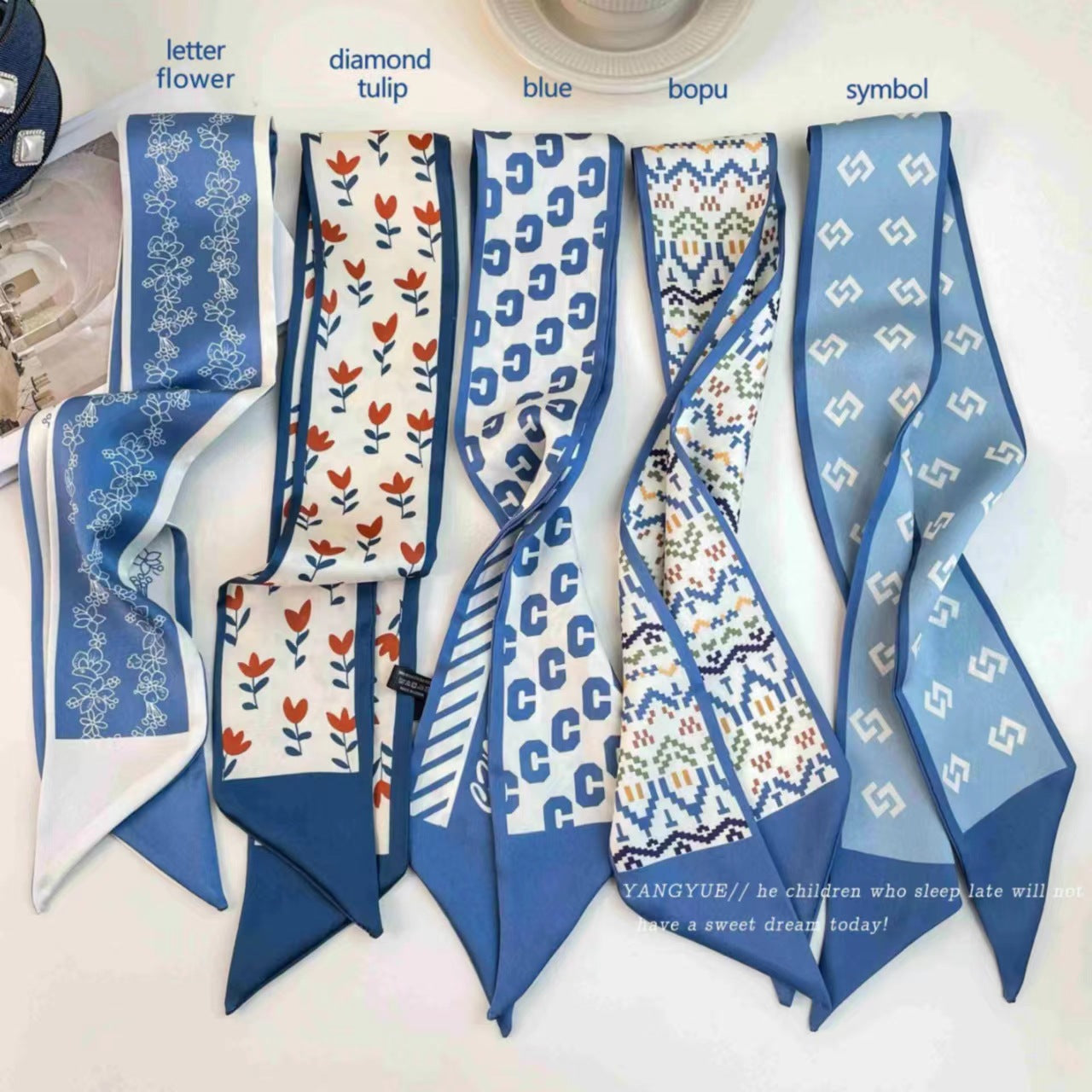 Floral patterned satin scarf for hair styling