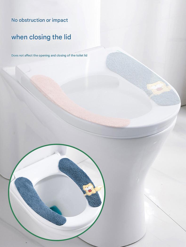 Plush toilet seat cover in blue color
