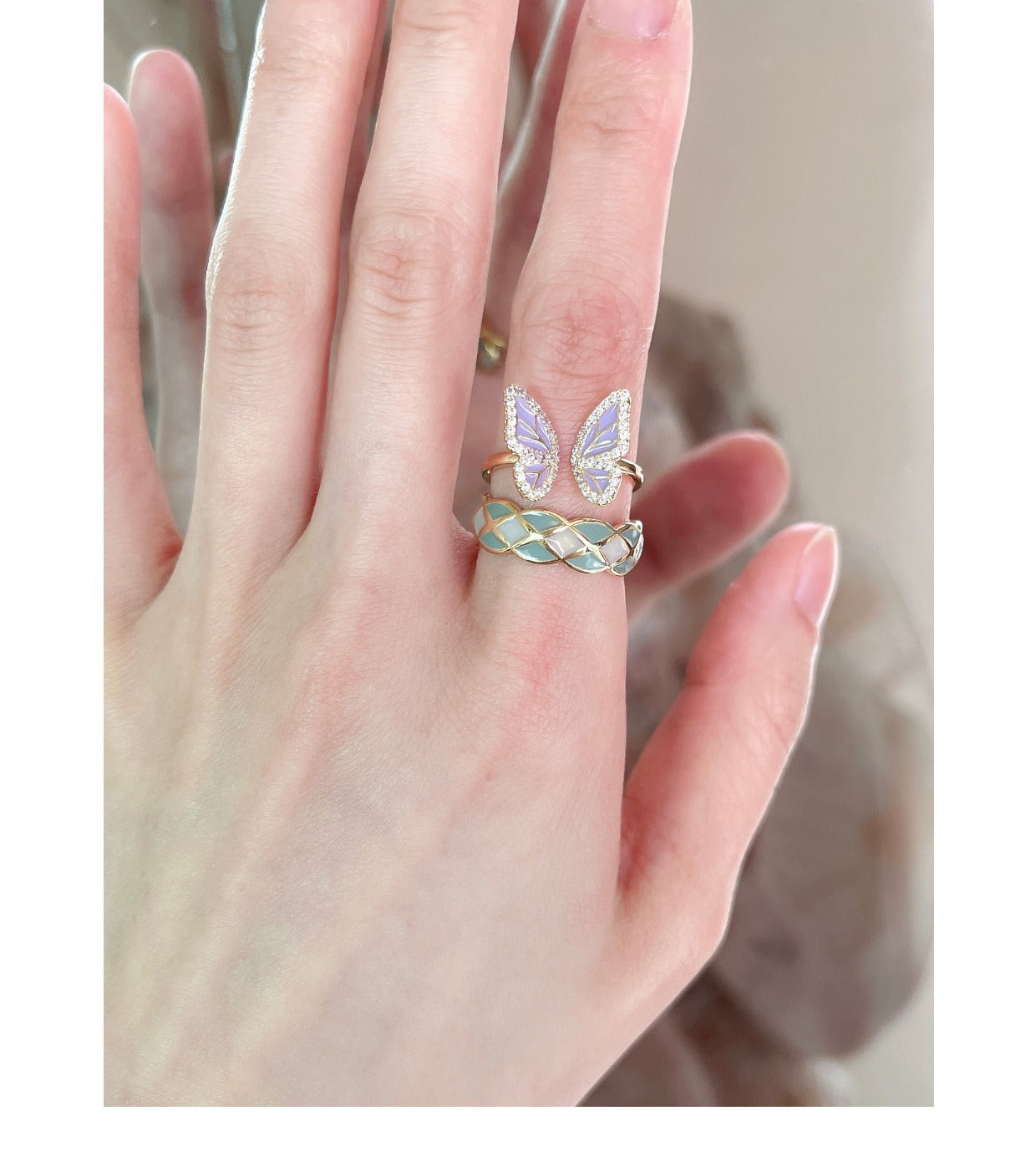 Stylish adjustable copper butterfly ring - image 6