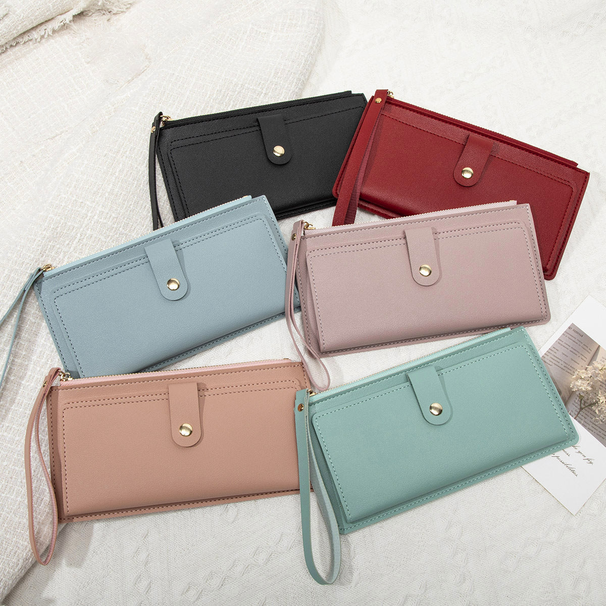 Fashionable women's wallet in wine red