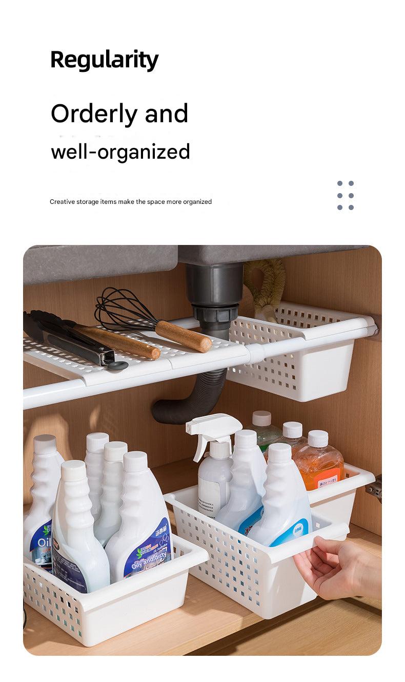 Stylish storage rack in bathroom