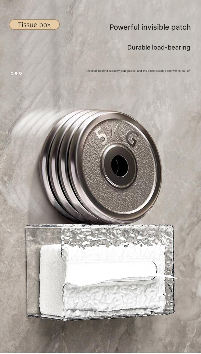 Transparent wall-mounted tissue box design