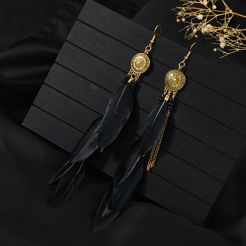 Bohemian tassel earrings blue color