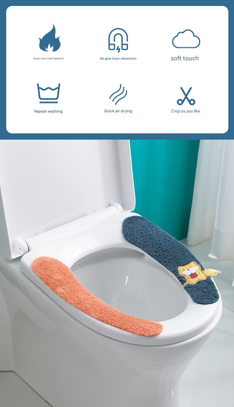 Plush toilet seat cover in orange color