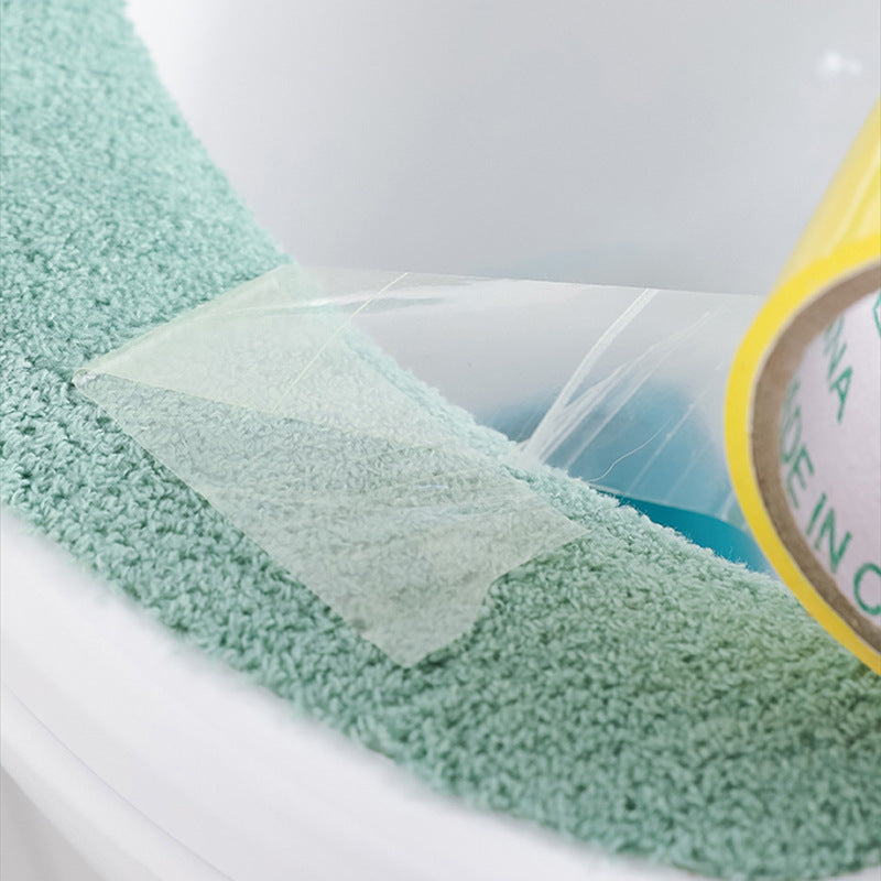 Installation demonstration of plush toilet seat cover