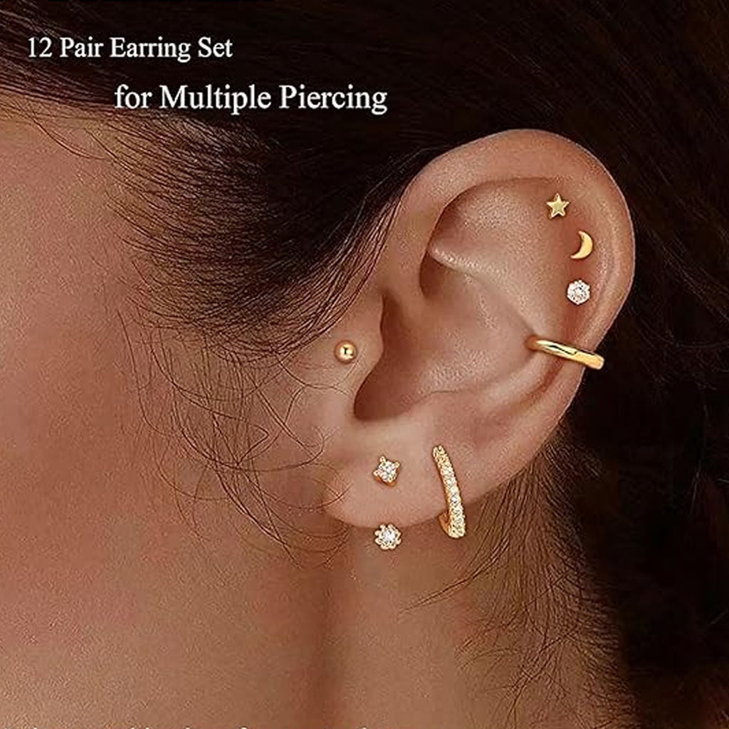 Trendy geometric star earrings set