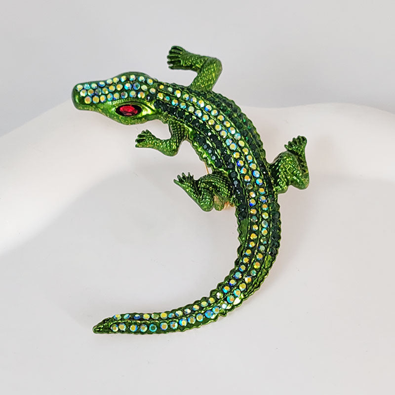 Rhinestone crocodile brooch elegant design image 1