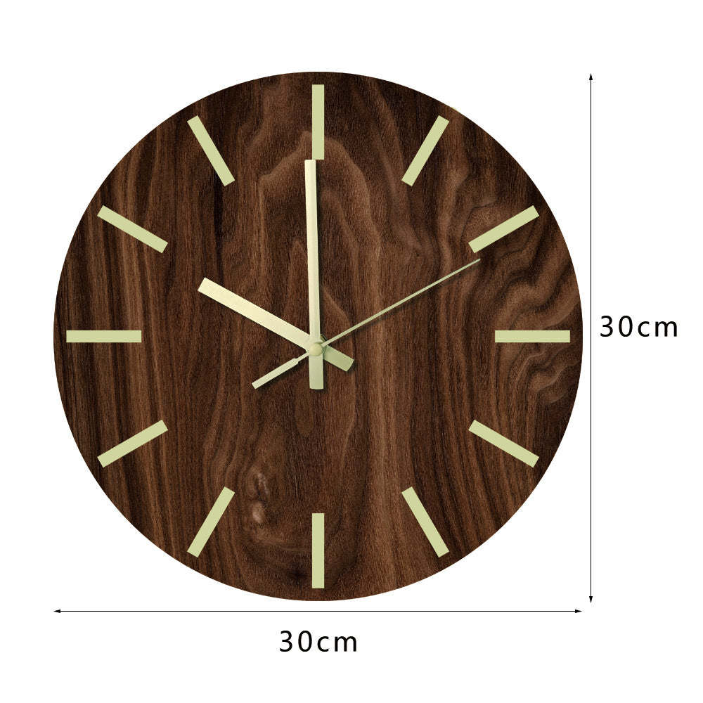 Silent moon phase clock with wooden texture