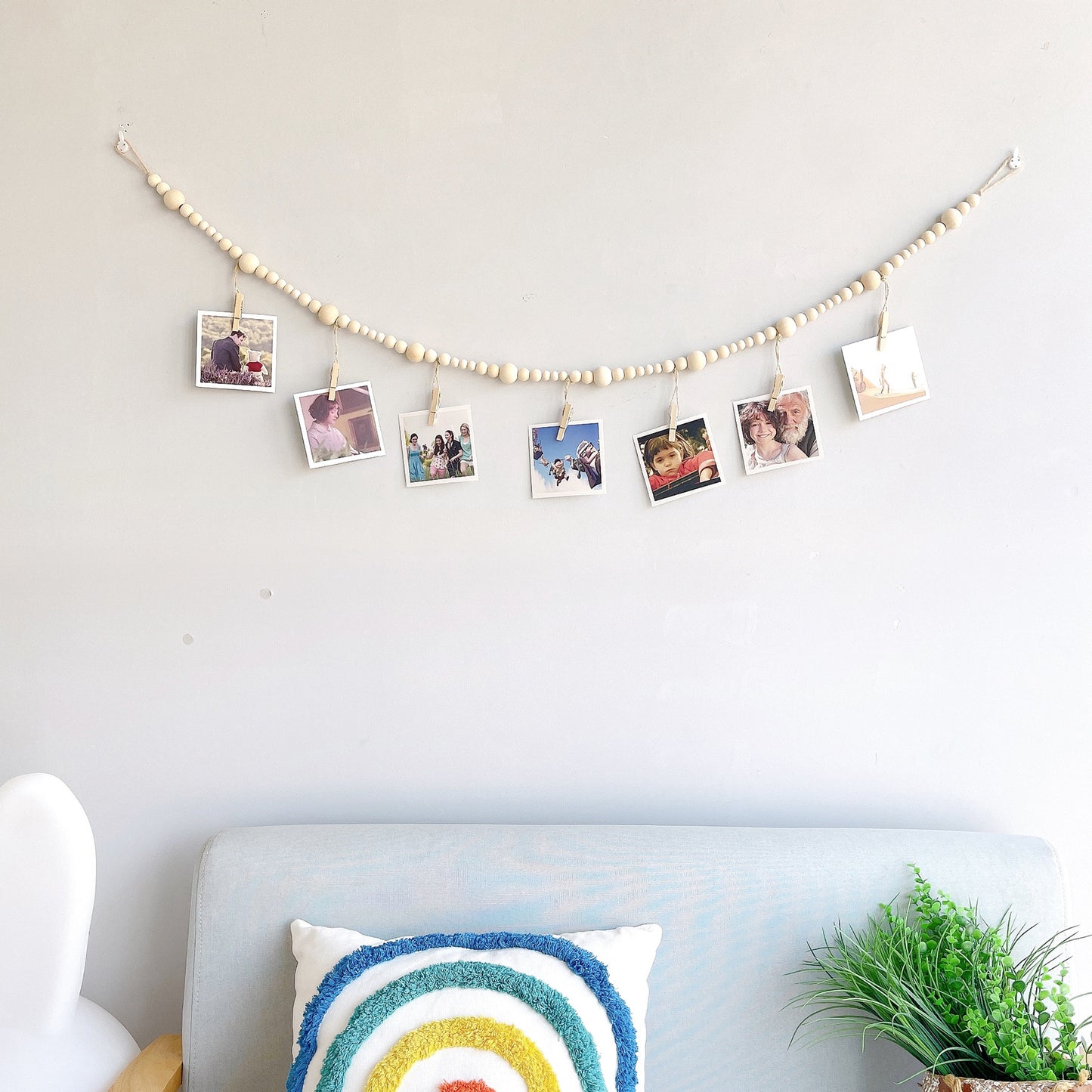 Natural wood photo hanging string image 2