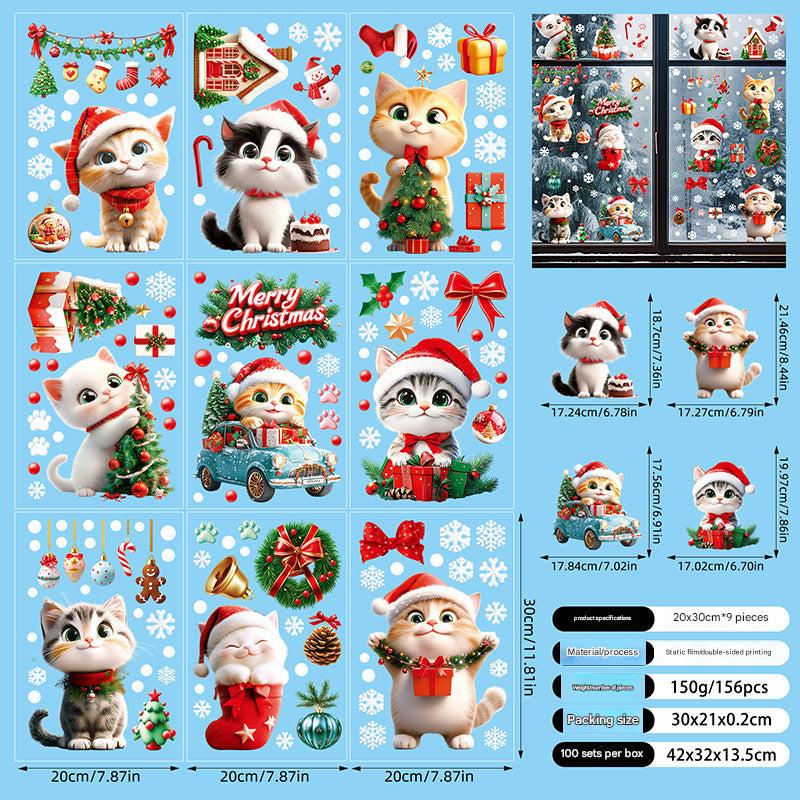 Cute Christmas animal cat window sticker design 1