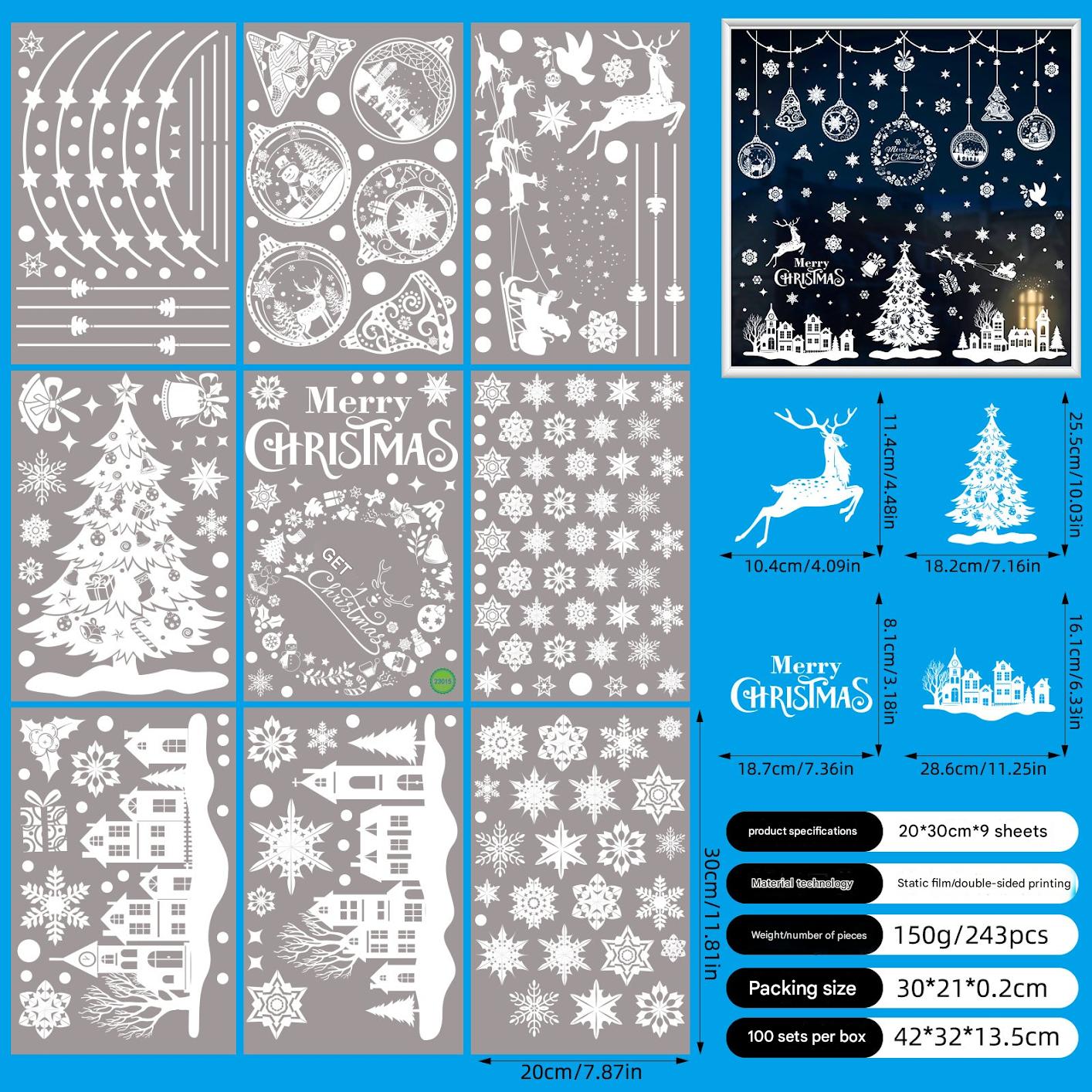 Colorful Christmas static cling decoration on window