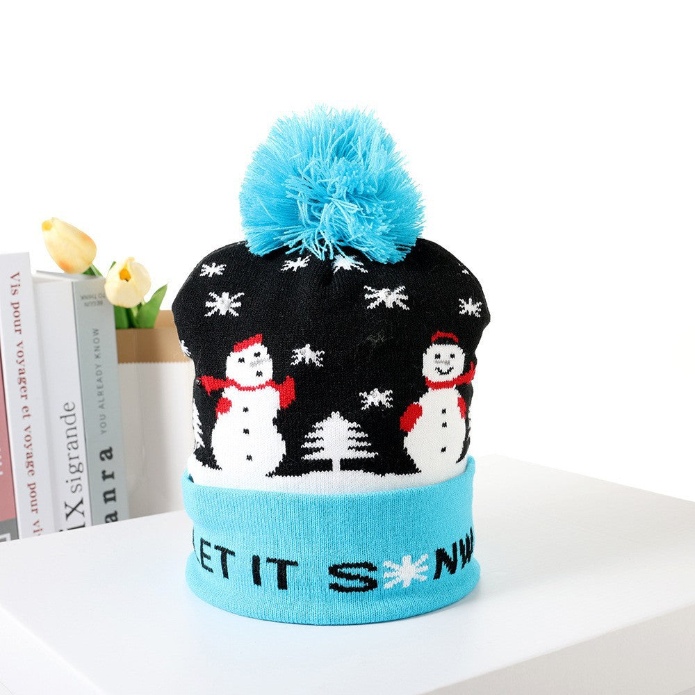 Colorful Christmas knit beanie hat 1