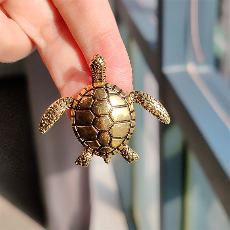 Stylish Sea Turtle Brooch with Rhinestones
