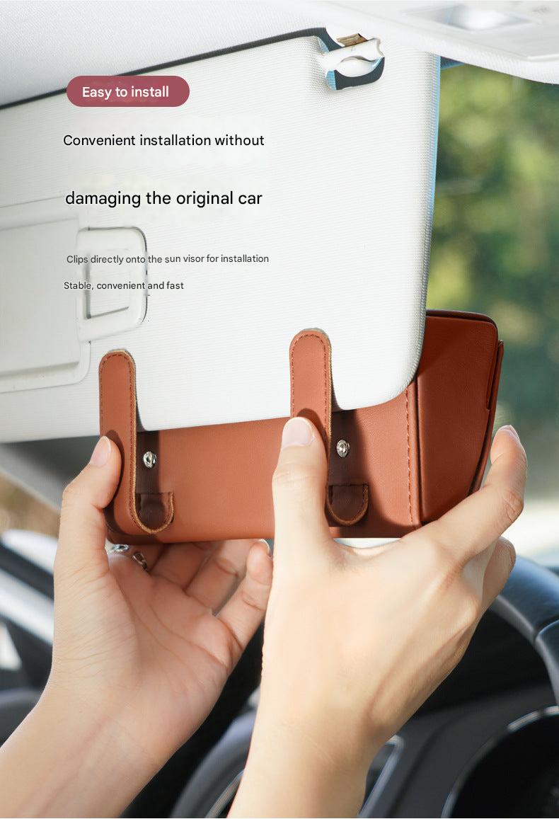 Interior view of car sunglasses holder