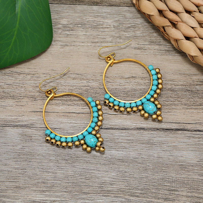Image of Bohemian Vintage Woven Tassel Earrings design 1