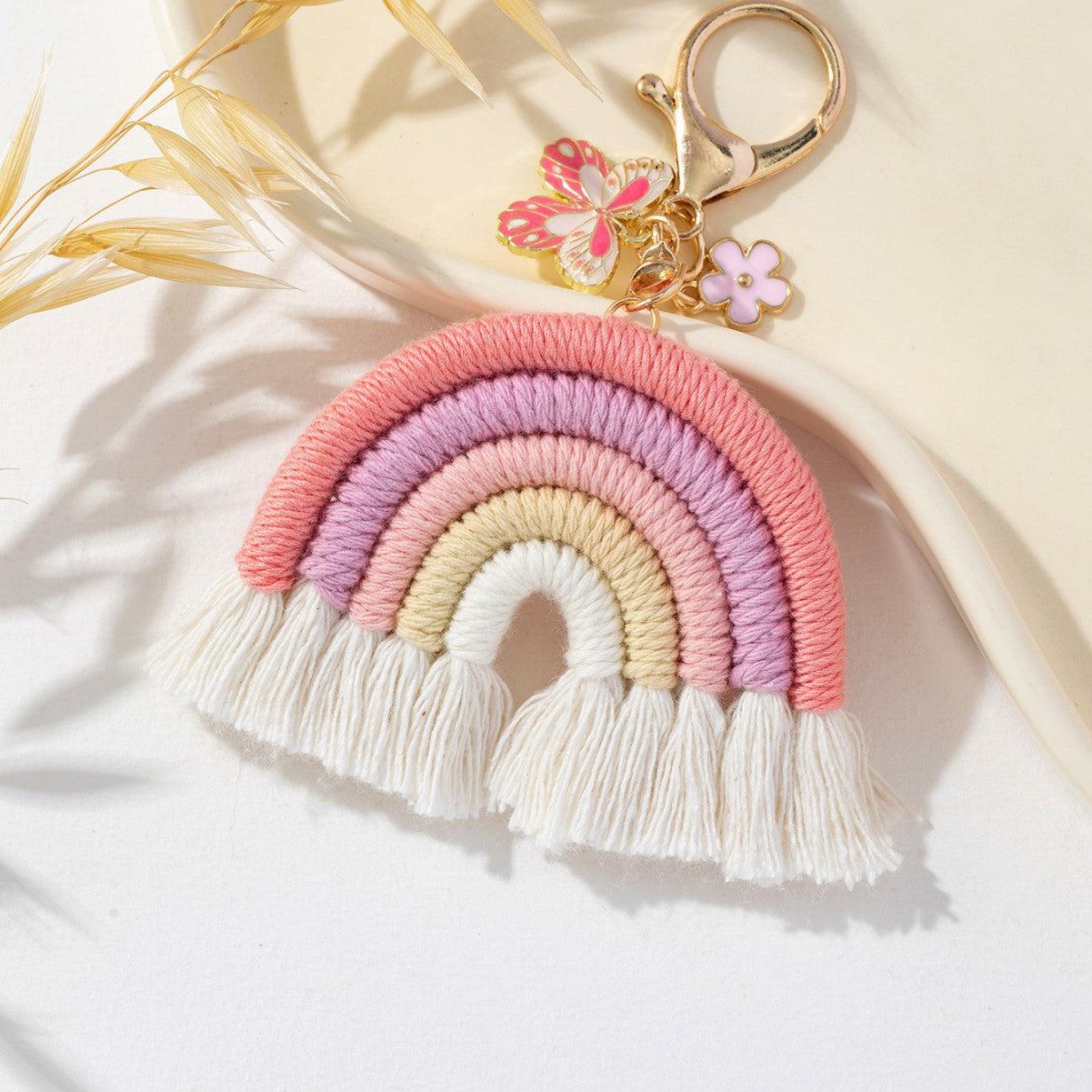 Vibrant Multi-Color Butterfly Flower Keychain Pendant Image 1