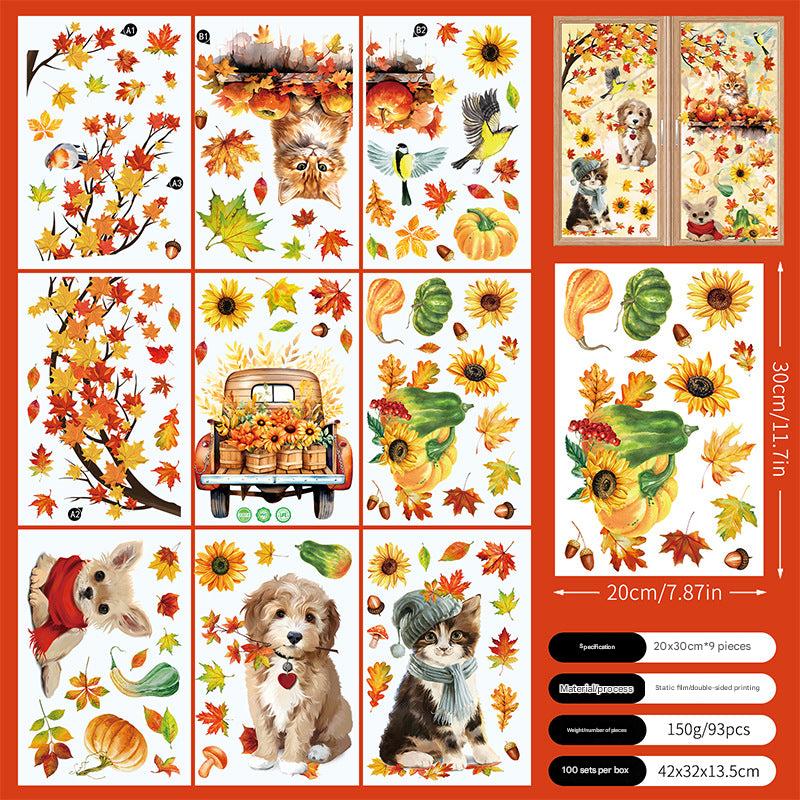 autumn leaf static cling for window decoration