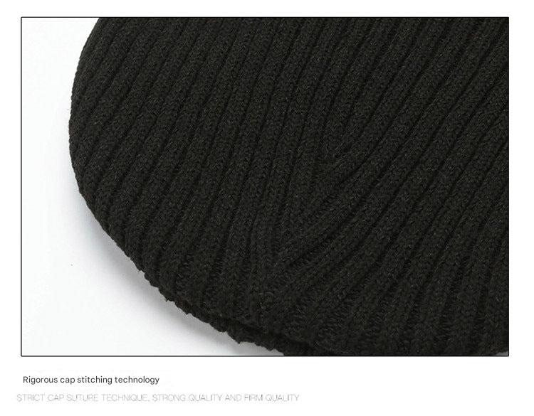 unisex knitted winter beanie side view