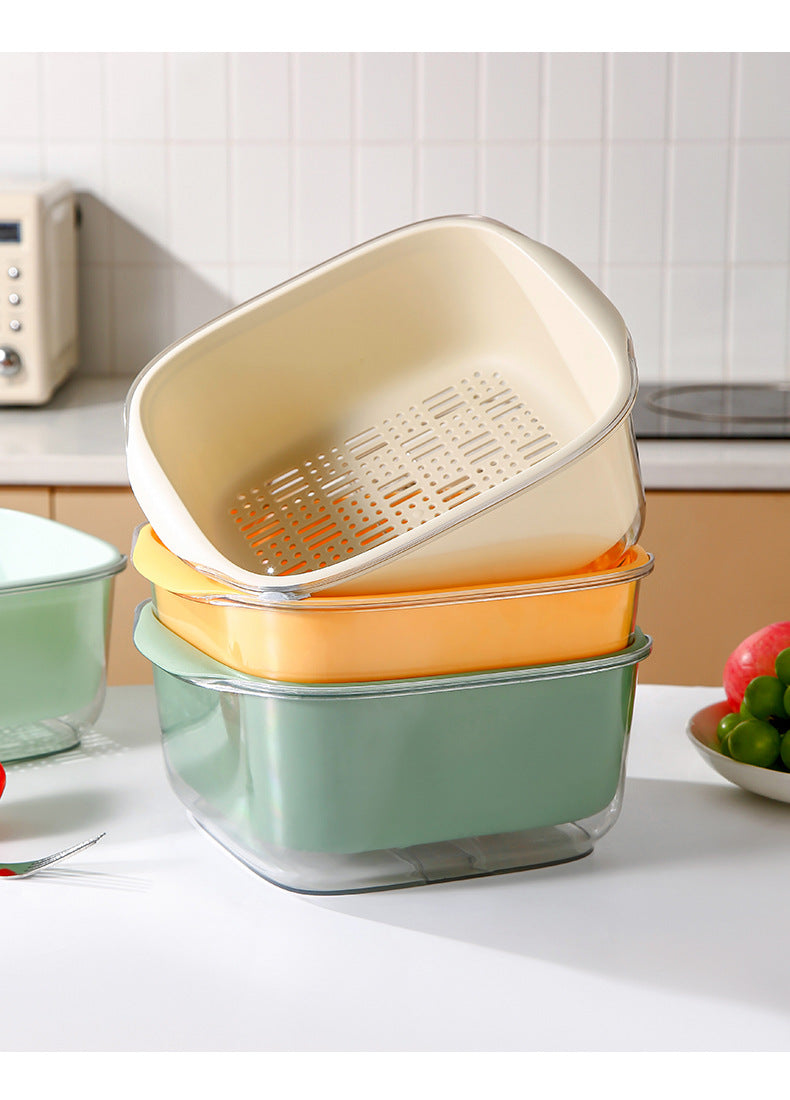 Double Layer Vegetable Washing Basket Image 1