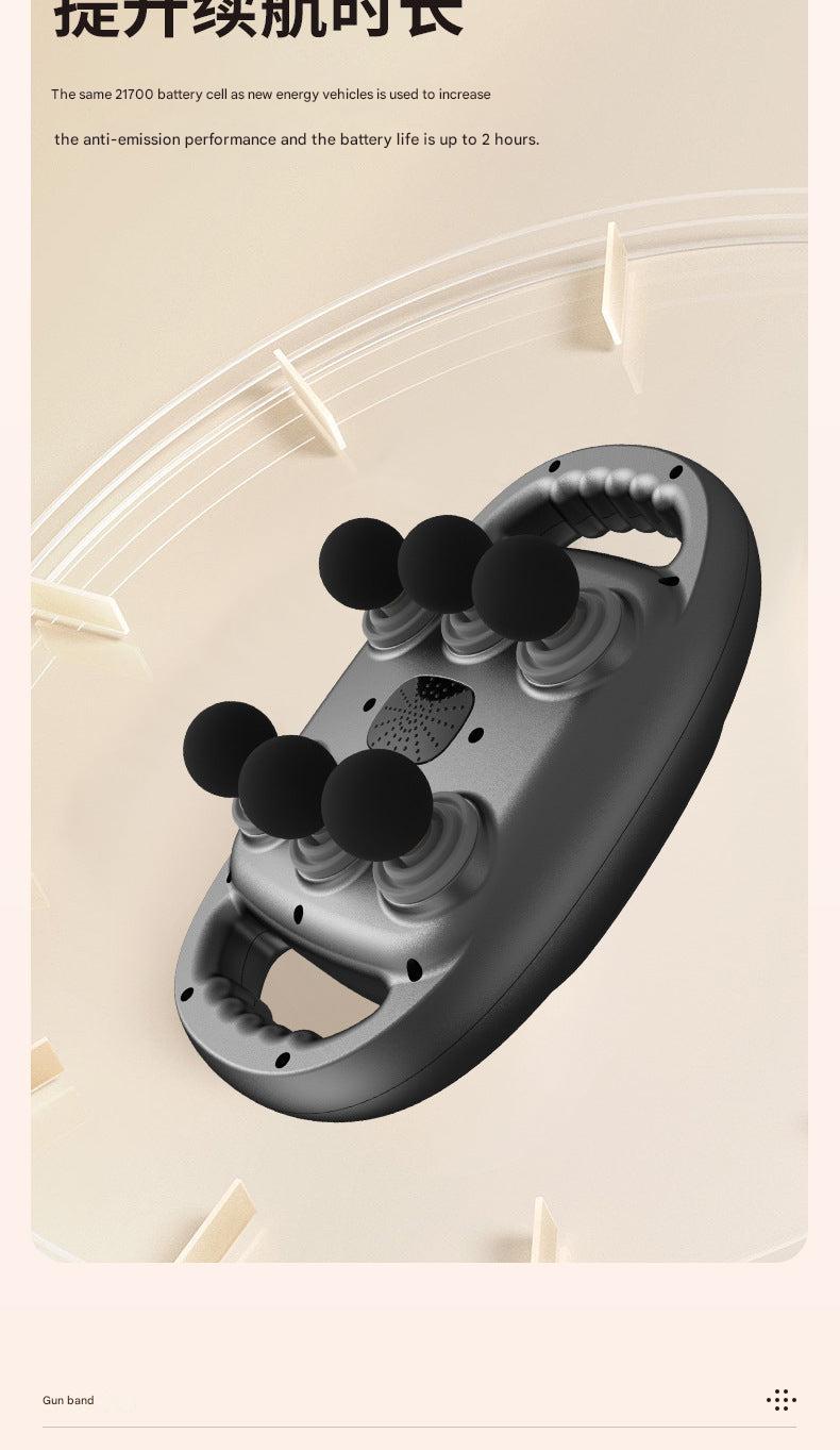 User relaxing with massage gun