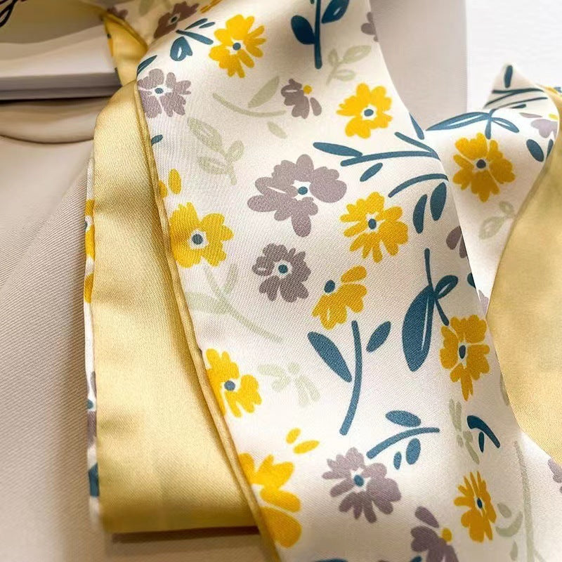 Yellow hair scarf floral design image