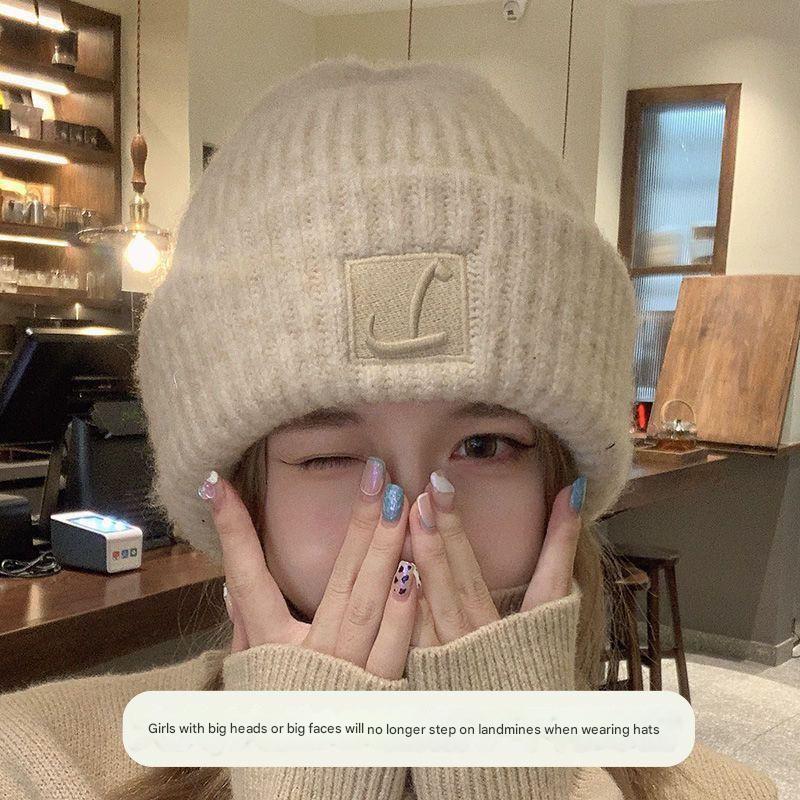 women's winter knit beanie hat - gray color
