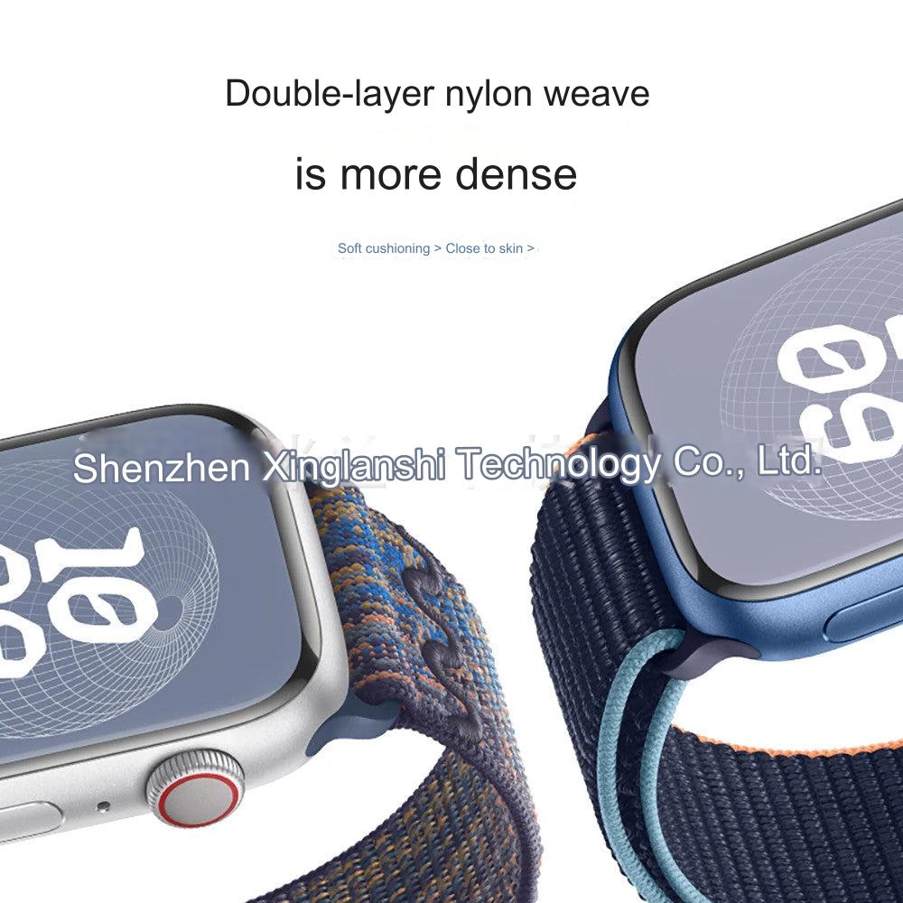 Stylish Nylon Braided Sports Band for Apple Watch - Compatible with Series 9/8/7/6/5/4/3/2/SE, Various Colors