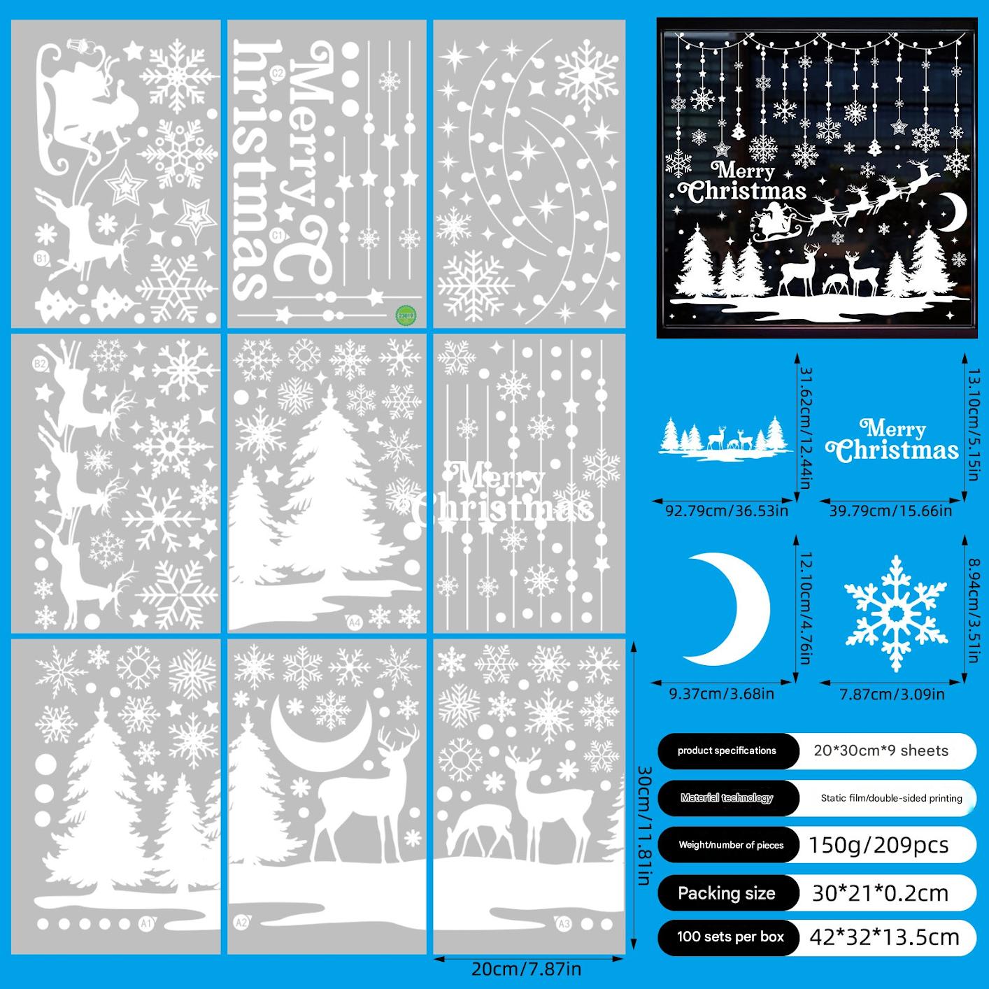 Reusable holiday decorations for glass surfaces