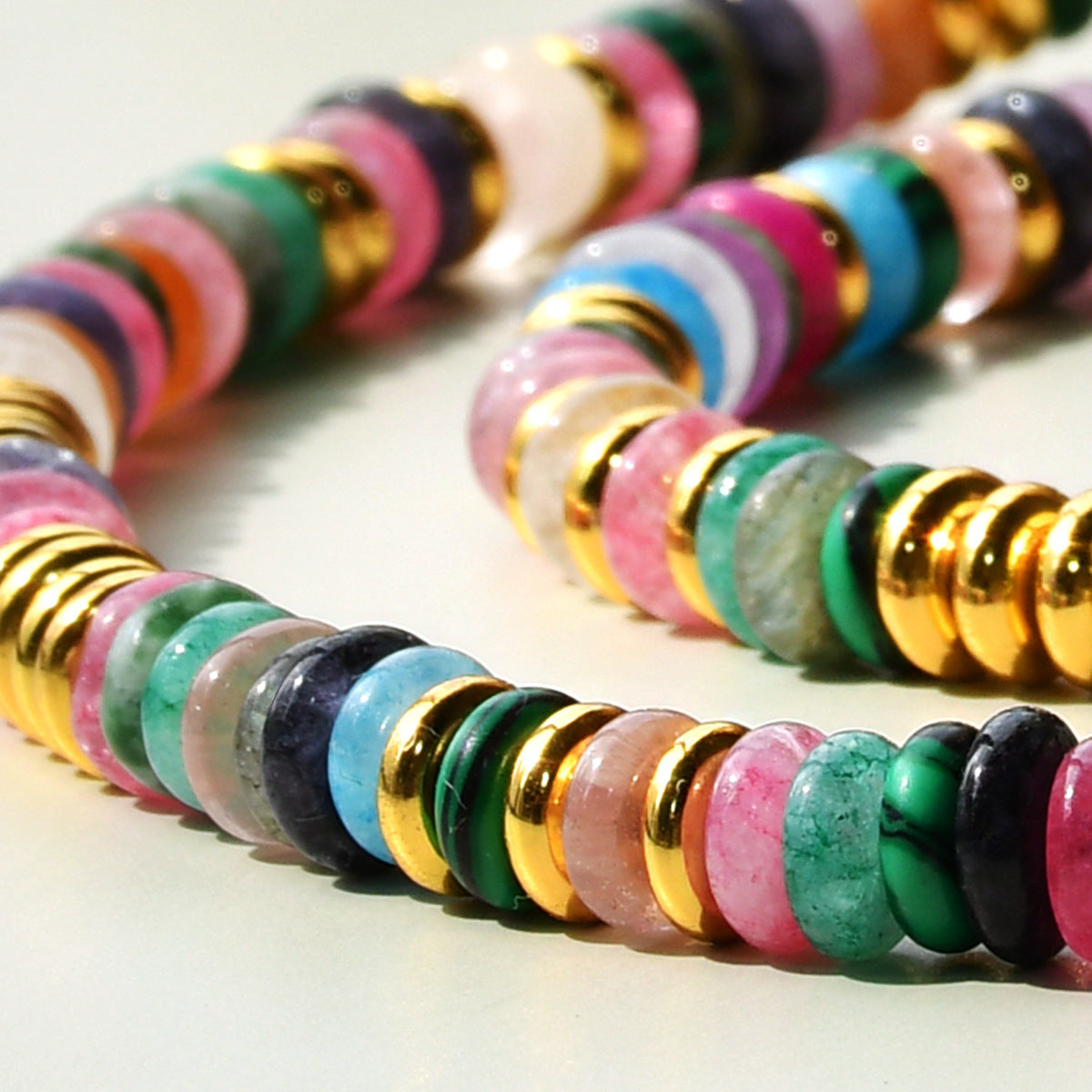 Colorful natural stone beaded bracelet image 1