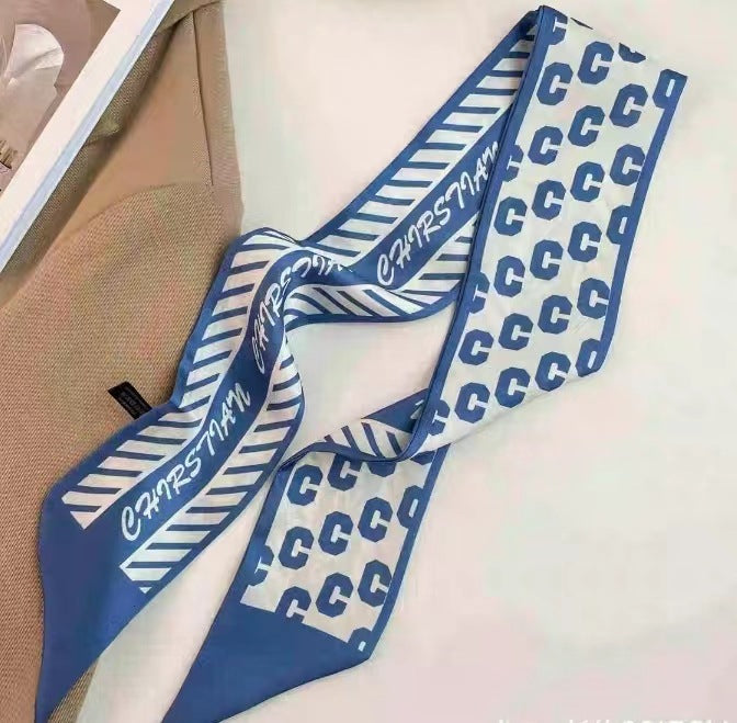 Floral patterned satin scarf for hair styling