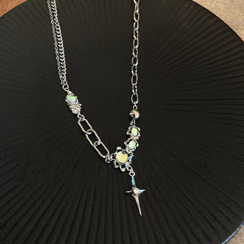 Moonstone cross necklace styled with summer outfits