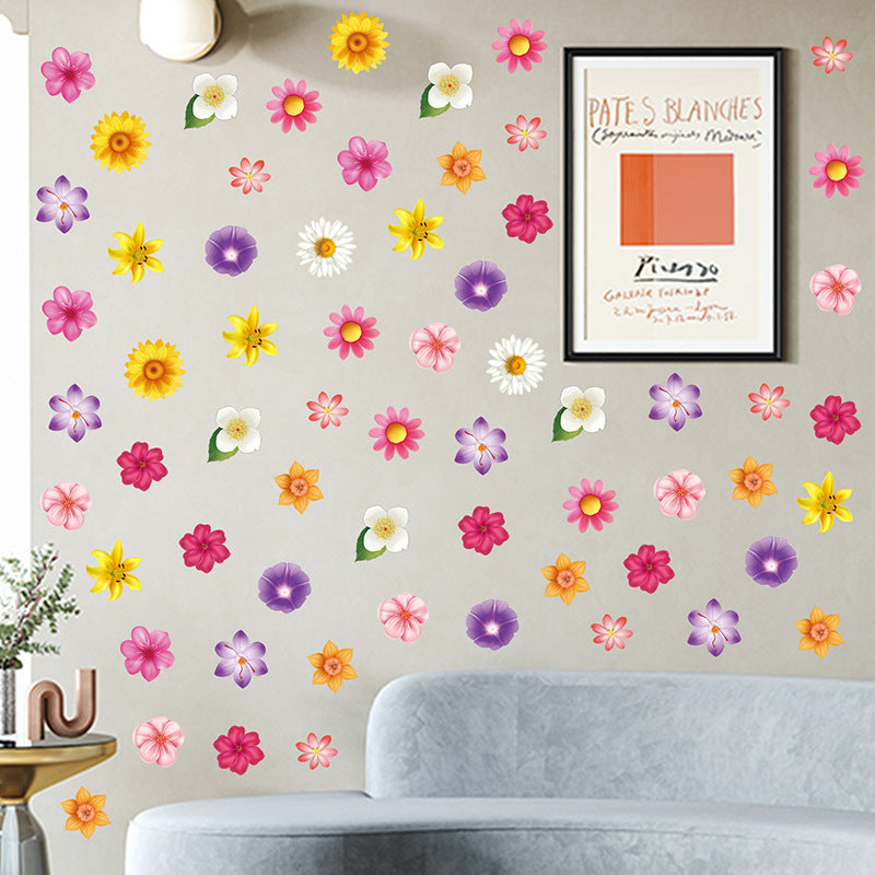 Self-adhesive flower decals for home decor