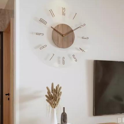 modern floating clock in living room