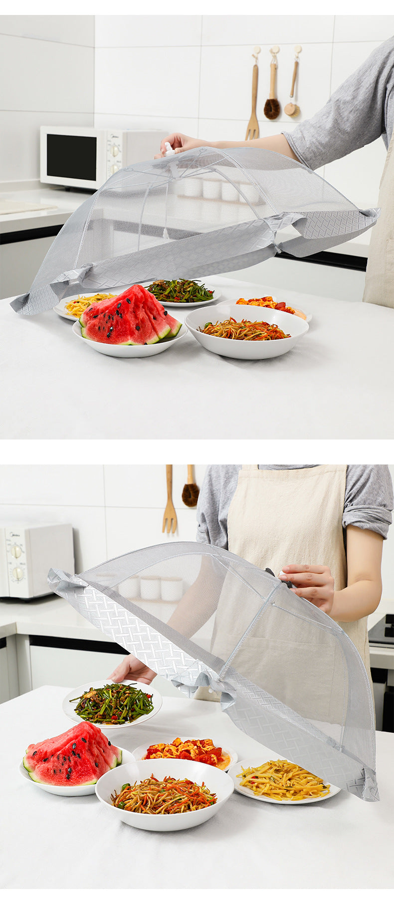 Large foldable mesh food cover for outdoor use