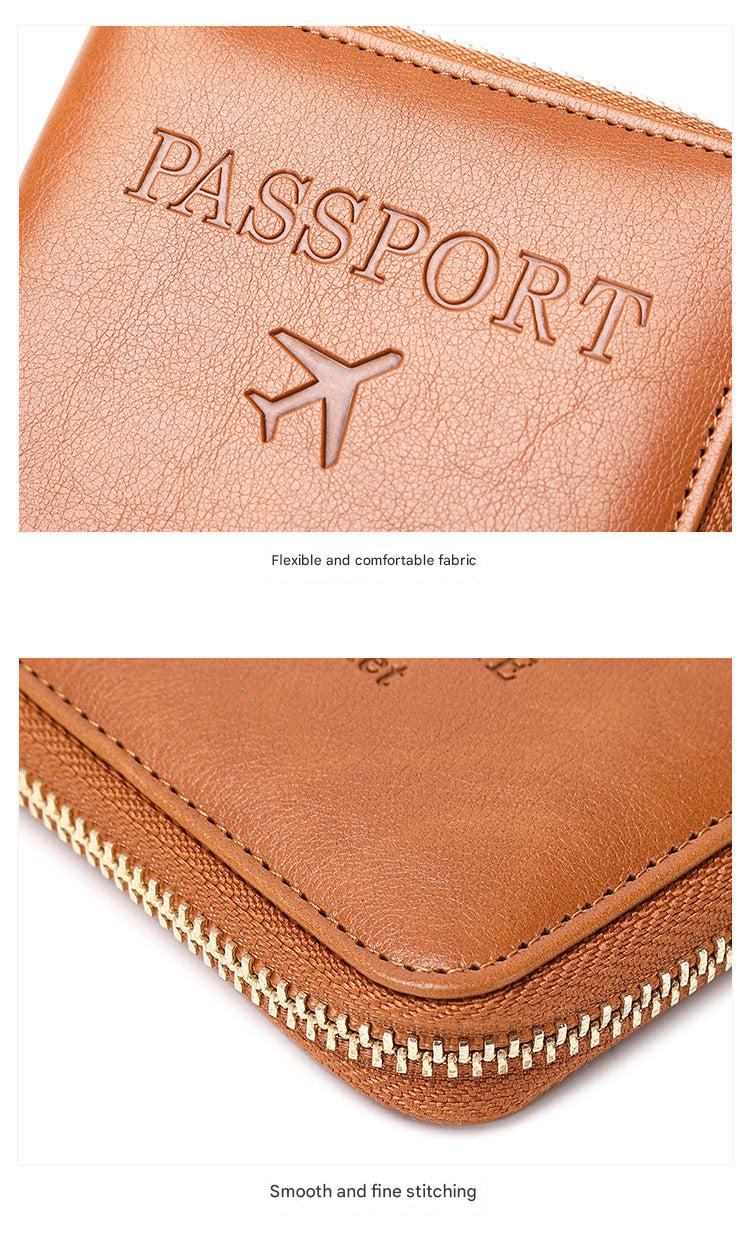 RFID passport holder in brown